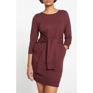 Universal Standard Burgundy French Tie Terry Sweatshirt Dress Plus Sz 3XL 6X